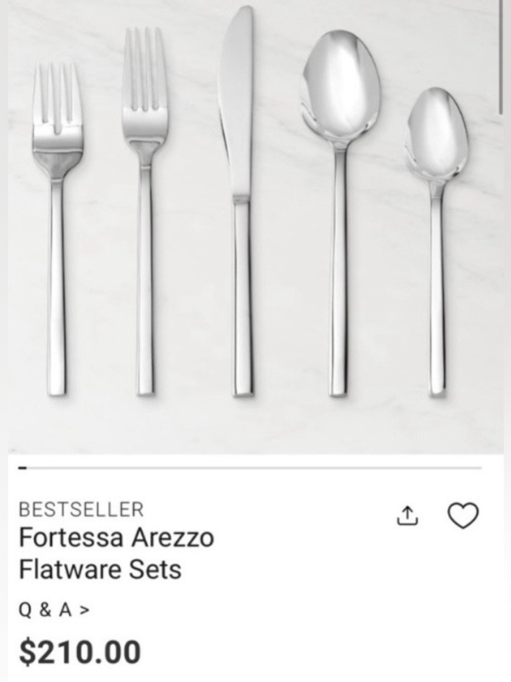 Fortessa - Arezzo 20 Piece Flatware Set - Stainless Steal *Mirror Finish* NWT